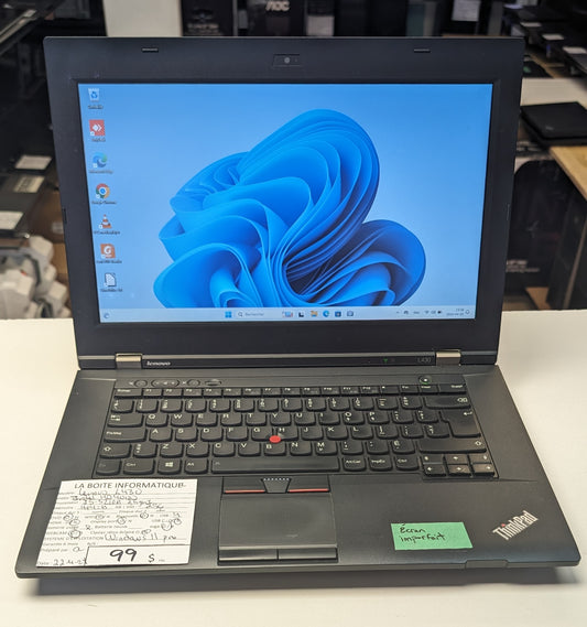 Laptop Lenovo ThinkPad L430 i5-3210M 2,5Ghz 8Go SSD 256Go DVD 14po Win11 garantie 6 mois + tx