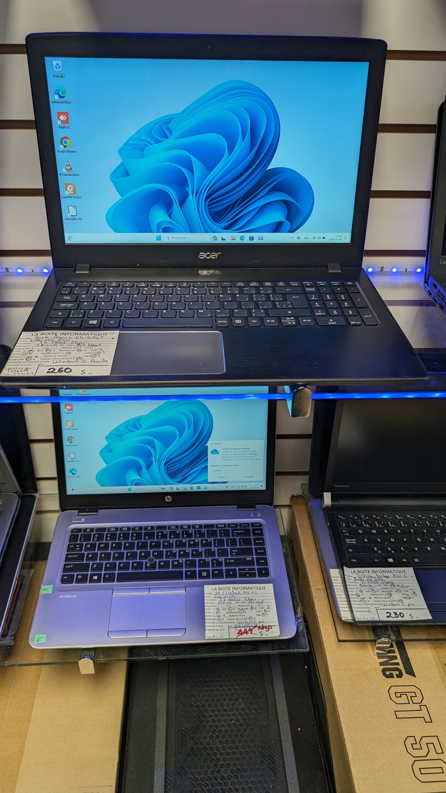 Laptop Acer Aspire E5-575T SSD NEUF 512Go i5-7200u 2,5ghz 8Go 15,6po HDMI garantie 6 mois + tx