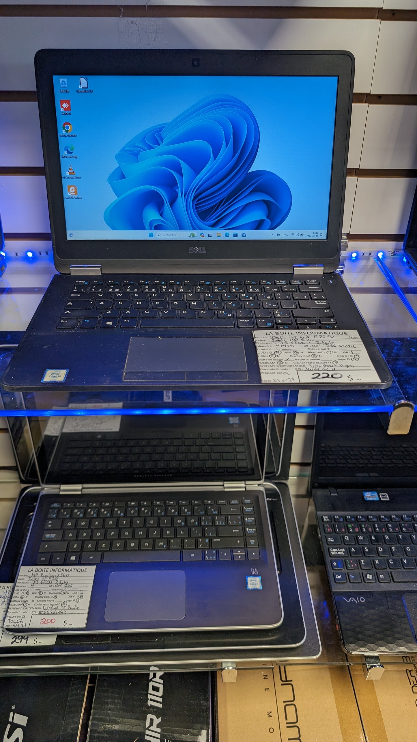 Laptop Dell Latitude E7270 i5-6300U 2,4GHz 8G0 256Go NVMe HDMI garantie 6 mois + tx