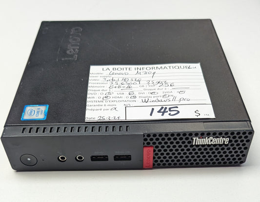 Tiny Desktop Lenovo M710q i5-6500T 2,5GHz 16GB SSD 256GB HD 530