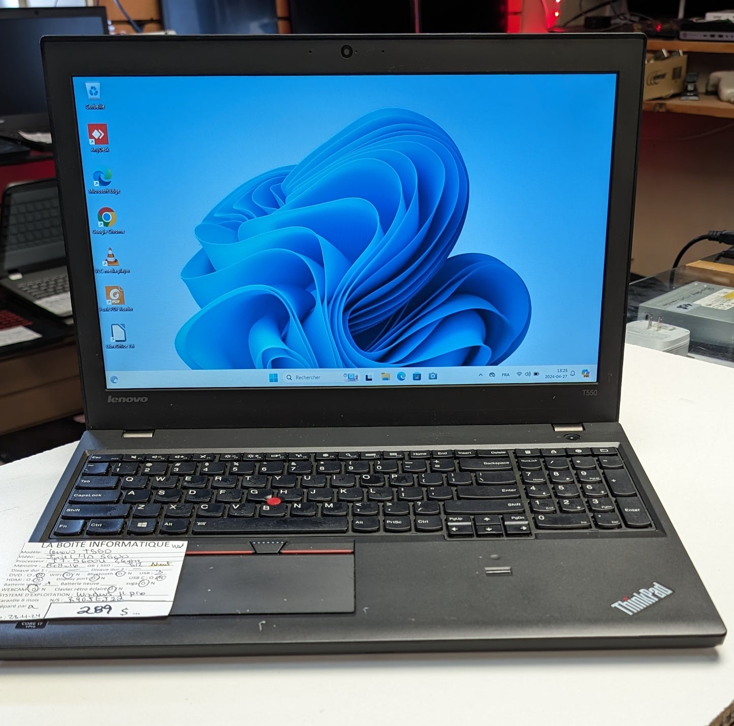 Laptop Lenovo ThinkPad T580 SSD Neuf 512Go i7-5600u 2,6ghz 16Go 15,6po Win11 garantie 6 mois + tx