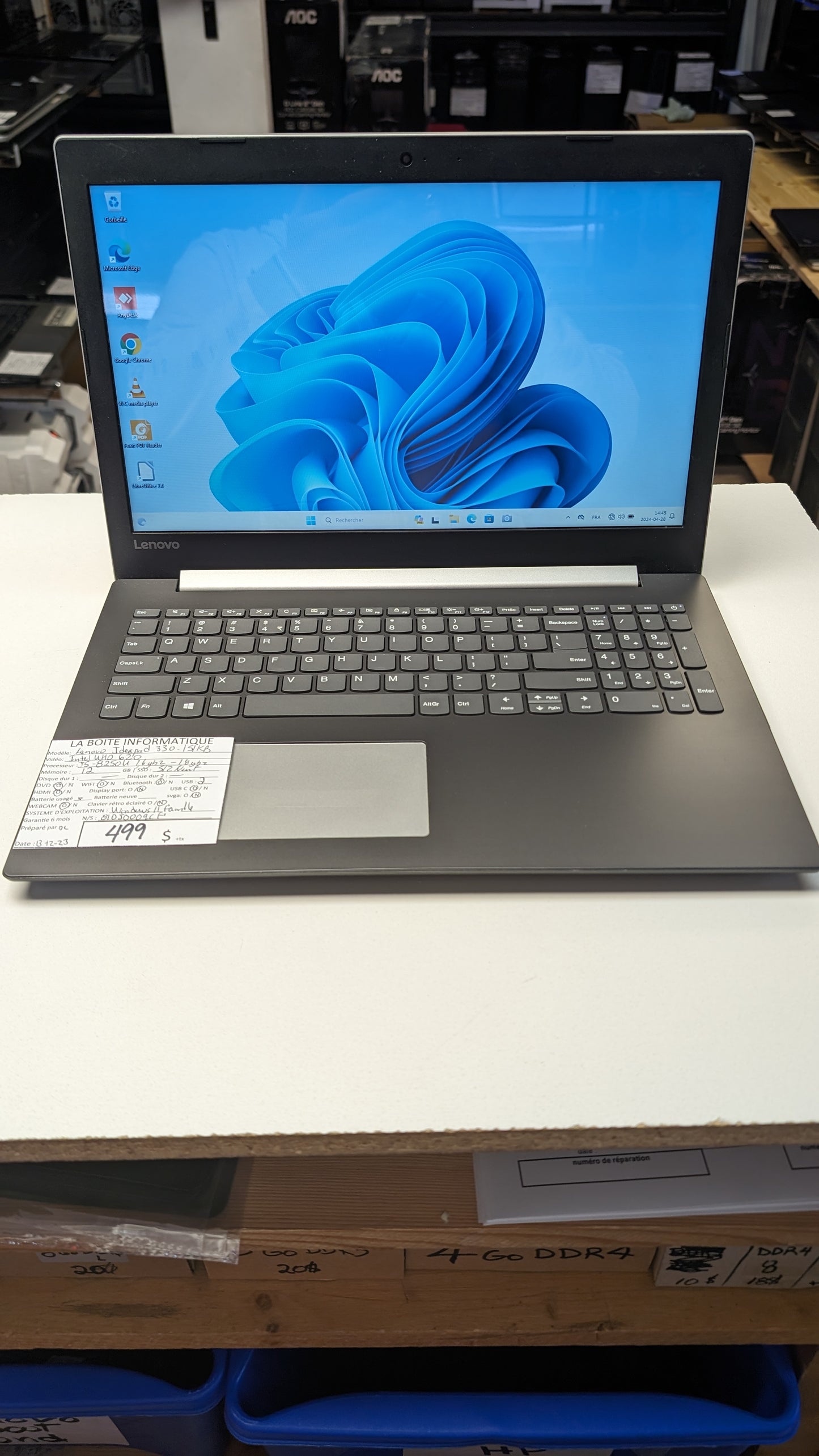 Laptop Lenovo Ideapad 330-15IKB i5-8250u 1,6ghz 12Go SSD Neuf 512Go 15,6po HDMI garantie 6 mois + tx