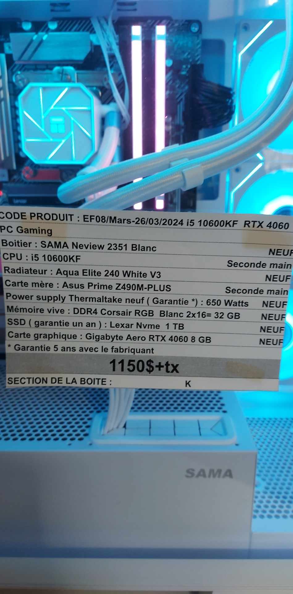PC GAMING i5-10600KF ASUS 32GB DDR4 NEW NVMe 1TB NEW RTX 4060 8 GB