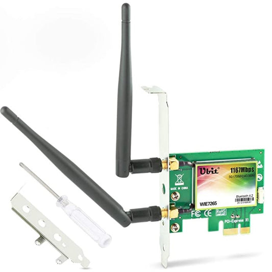 Carte WiFi PCIe sans fil avec Bluetooth 4.2 | Carte sans fil max 1200 Mbit/s | Adaptateur WiFi Gigabit double bande (5 GHz 867 Mbit/s ou 2,4 GHz 300 Mbit/s | Carte WiFi 802.11AC pour ordinateur de bureau/jeu PC